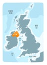 Hand drawn map of Northern Ireland and the British Isles