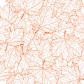 Hand Drawn Maple Leaf Seamless Pattern. Vector Royalty Free Stock Photo