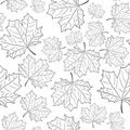 Hand Drawn Maple Leaf Seamless Pattern. Vector Royalty Free Stock Photo