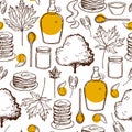 Maple syrup set. Vector pattern Royalty Free Stock Photo