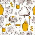 Maple syrup set. Vector pattern Royalty Free Stock Photo