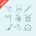 hand drawn marching band icons design vector flat isolated vector illustrationz Royalty Free Stock Photo