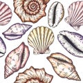 Hand drawn marine background. Vector isolated eps10 illustration. Royalty Free Stock Photo
