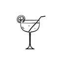 Hand drawn martini cocktail icon illustration vector isolated