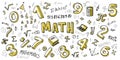 Hand drawn math symbols. Math symbols on green background Royalty Free Stock Photo