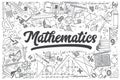Hand drawn mathematics vector doodle set. Royalty Free Stock Photo