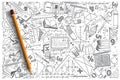 Hand drawn Mathematics vector doodle set Royalty Free Stock Photo