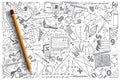 Hand drawn Mathematics vector doodle set