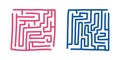 Hand drawn maze or labyrinth in pink and blue. Vector puzzle concept. Cute doodle kids maze Royalty Free Stock Photo
