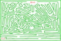 Hand drawn maze number twelve, green color, artistic vector graphic