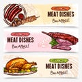 Hand Drawn Meat Horizontal Banners Royalty Free Stock Photo