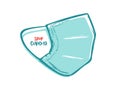 Hand drawn medical mask on white background. Stop Covid-19