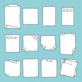 Hand drawn memo paper sheet icon set in flat style. Sticky note vector illustration on isolated background. To do list sign Royalty Free Stock Photo