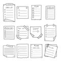 Hand drawn memo paper sheet icon set in flat style. Sticky note vector illustration on isolated background. To do list sign Royalty Free Stock Photo