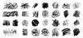 Hand drawn messy chaotic scribble lines collection. Brush freehand doodle scribbles on white background Royalty Free Stock Photo