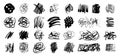 Hand drawn messy chaotic scribble lines collection. Brush freehand doodle scribbles on white background Royalty Free Stock Photo