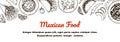 Hand drawn Mexican food horizontal banner. Vector illustration in sketch style Royalty Free Stock Photo
