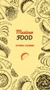 Hand drawn Mexican food vertical design. Vector illustration in sketch style Royalty Free Stock Photo