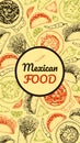 Hand drawn Mexican food vertical design. Vector illustration in sketch style Royalty Free Stock Photo