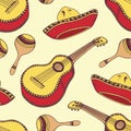 Hand drawn mexican seamless pattern in vector Royalty Free Stock Photo