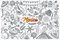 Hand drawn Mexico doodle set with lettering Royalty Free Stock Photo