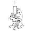 Hand drawn microscope sketch isolated on white background. Royalty Free Stock Photo