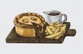 Hand-drawn minced beef pie Royalty Free Stock Photo