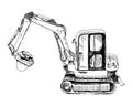 Hand drawn mini excavator