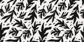 Hand drawn minimal abstract line organic shapes seamless pattern. Cutout plant