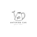 Hand drawn minimal vector logo template. Garden inventory isolated illustration, a watering can.