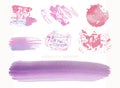 Hand drawn mixed pink watercolor paint brush set