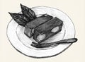 Hand drawn mizu yokan Japanese traditional dessert