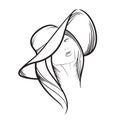 Hand drawn model woman vector icon illustration