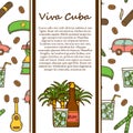 Hand drawn moderm cuban culture travel concept