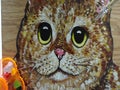 Hand drawn Modern , Art painting Oil color Cute Cat , Palette and paintbrush ,from gallery in Thailand