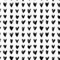 Hand drawn modern doodle seamless pattern. Black grunge hearts on white background Royalty Free Stock Photo