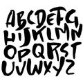 Hand drawn modern dry brush lettering. Grunge style alphabet. Handwritten font. Vector illustration. Royalty Free Stock Photo