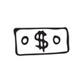 Hand Drawn money doodle. Sketch dollar icon. Decoration element.