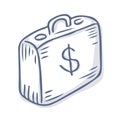 Hand drawn of Money Suitcase vector illustration Royalty Free Stock Photo