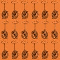 Hand drawn monocycle pattern background, illustration of unicycle Royalty Free Stock Photo