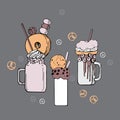 Hand drawn monstershakes. Freak And Crazy Milkshakes.