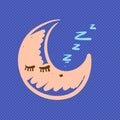 Hand drawn moon sleeping illustration