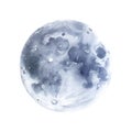 Hand drawn moon watercolor