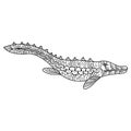 Hand drawn of mosasaurus in zentangle style Royalty Free Stock Photo