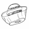 Hand drawn Mosquito Face Protection isolated on white background. Beekeeper\'s Net hat in Sketch style. Vector Illustration Royalty Free Stock Photo