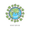 Hand drawn mother earth day. Ecology care and eco friendly concept. Royalty Free Stock Photo