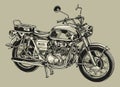 Hand drawn motorcycle classic CB 450 vector illustration clip art