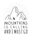 Hand drawn Mountain Logo set. Ski Resort vector icon, doodle element. Great Outdoor symbol, travel label Royalty Free Stock Photo