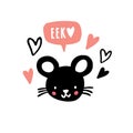 Hand drawn mouse face with speech bubble with eek Royalty Free Stock Photo