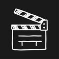 Hand drawn movie clapperboard. White black sketch Royalty Free Stock Photo